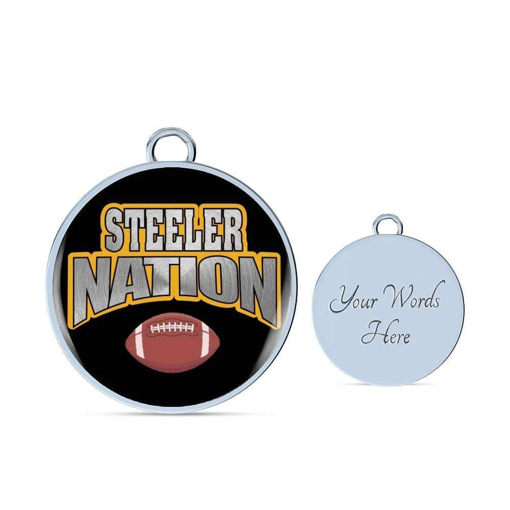 Steeler Nation Personalized Engraved Silver Circle Bangle Bracelet Custom Name